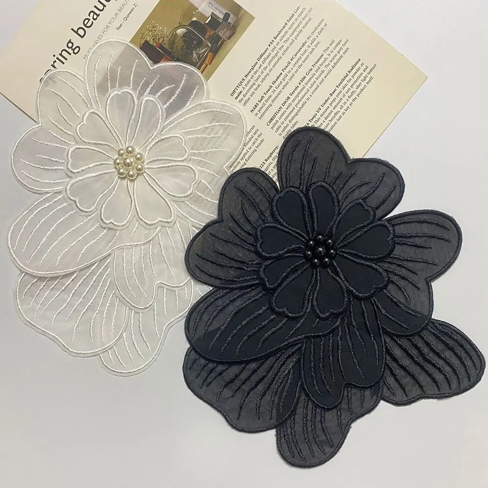 Parche bordado multicapa con cuentas de encaje para vestido de noche de boda, accesorios de ropa, flor cosida - imagen 2