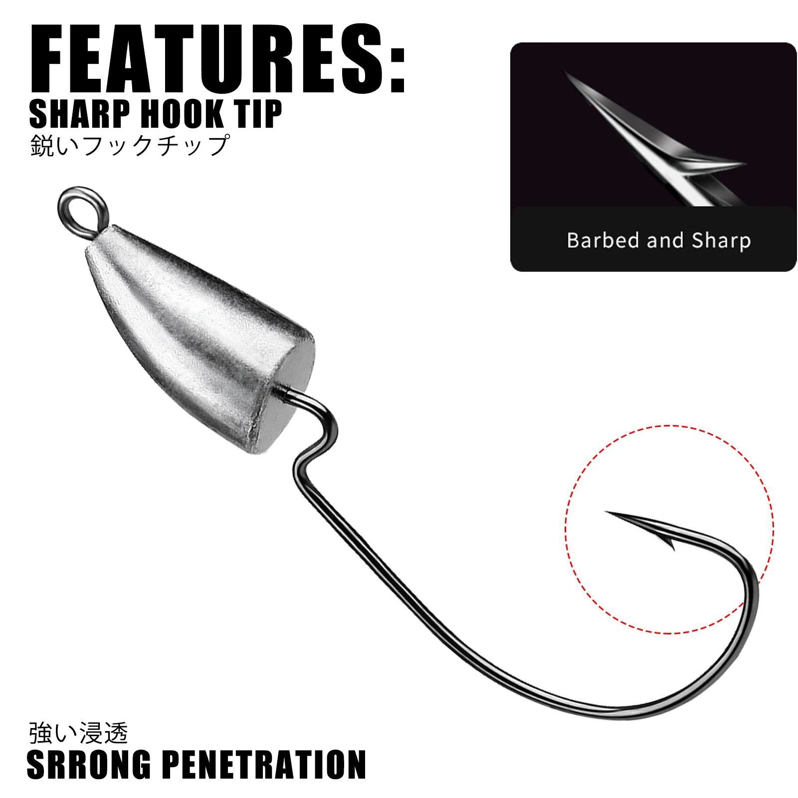 Anzuelo con cabeza de anzuelo de raíz, manivela de plomo Original, anzuelo de pesca Rockfish Ajing para señuelo de gusano blando, productos de Pesca de lubina, 1,75-120g - imagen 2