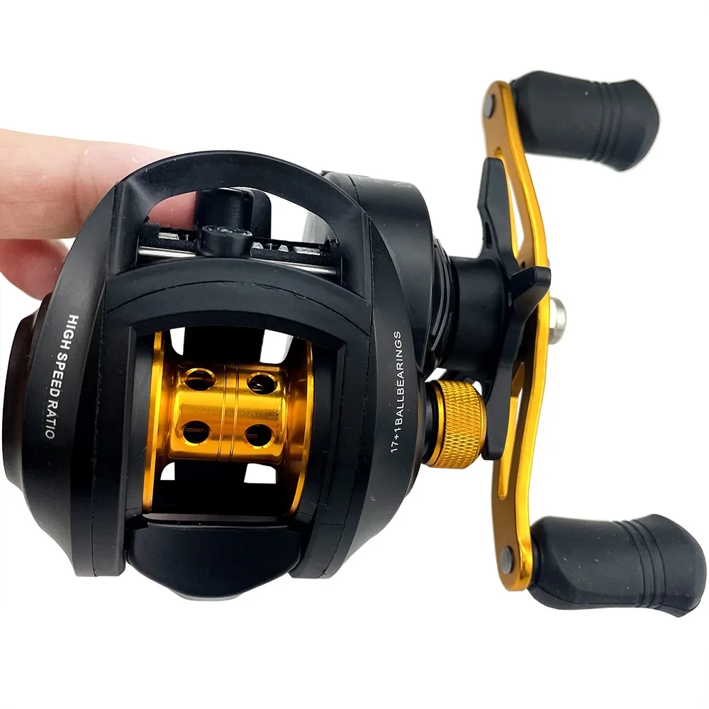 Max Drag Pwoer-carrete de Baitcasting de 8kg con fuerte sistema de frenado magnético y 17 + 1BB 7,2: 1 para una fundición más suave y larga