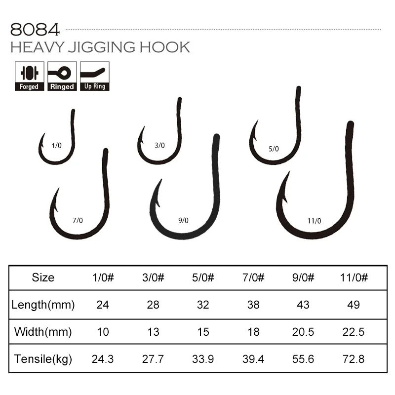 OBSESSION 8084 4X 10 unids/bolsa anzuelo de Jigging pesado de juego grande de alto carbono 1/0-11/0 anzuelos de Pesca individuales de agua salada - imagen 2