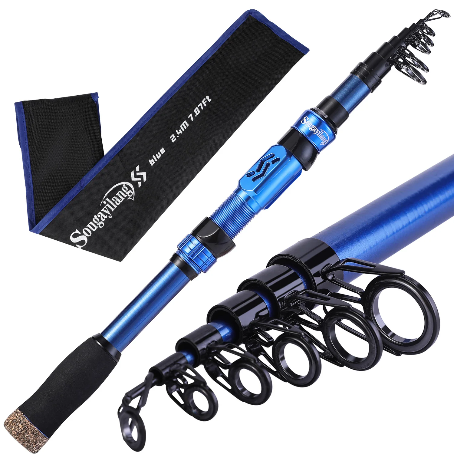 Caña de pesca compacta y portátil con diseño plegable para aventuras versátiles de pesca