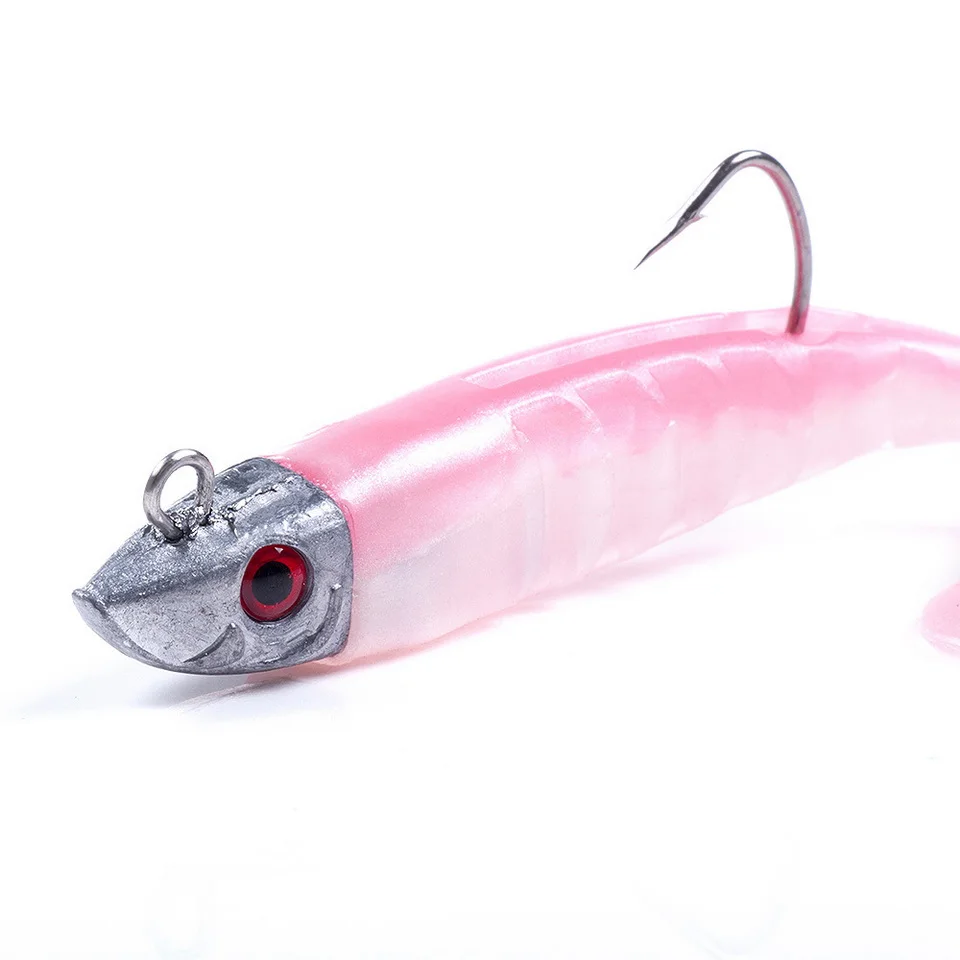 Detalle del cuerpo de silicona y la cabeza plomada del jig SANMO