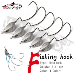 WALK FISH-anzuelo de pesca con cabeza de anzuelo, 5 uds., 3,5g-14g, con plomos giratorios, bajo sin hierba, para pesca en agua salada y dulce