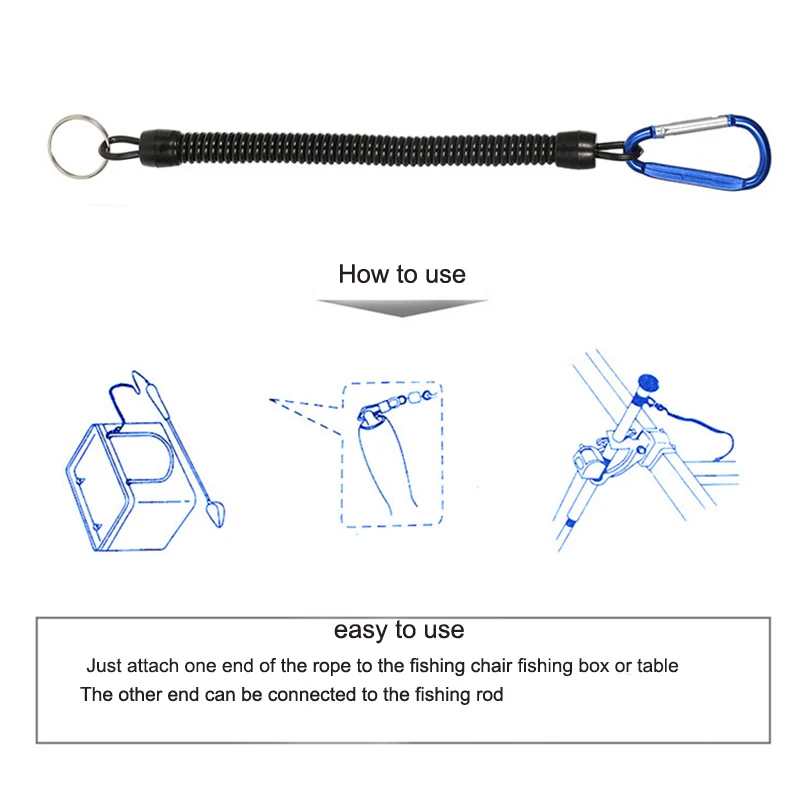 Cordón de pesca para canotaje, cuerda de pesca, correa en espiral retráctil con mosquetón para alicates, empuñaduras, accesorios de pesca, 1 Uds.-6 uds. - imagen 4
