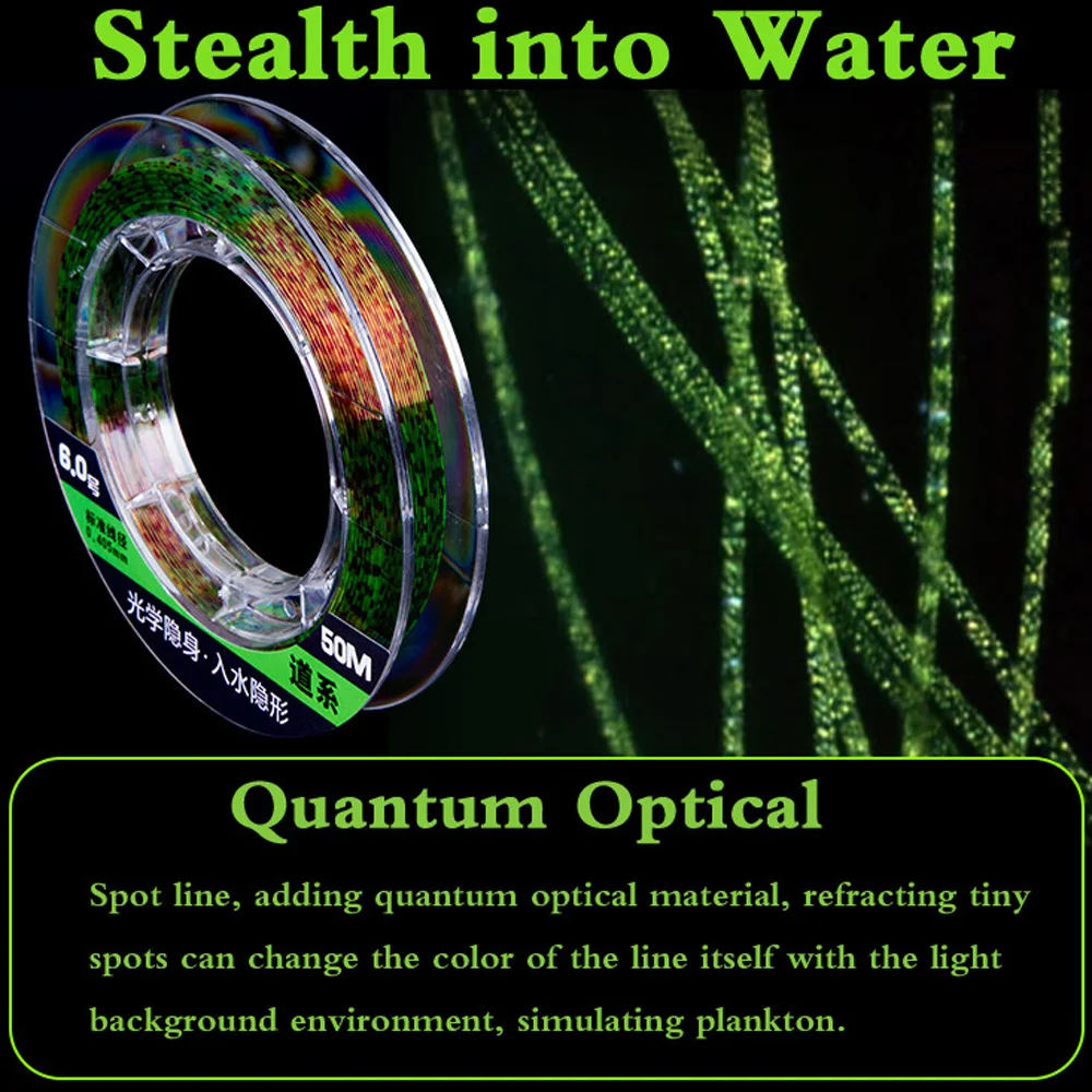 Línea de pesca de carpa Invisible, 50m, línea de pesca principal/secundaria, súper fuerte, de nailon, aparejos de fluorocarbono 0,4-5 # - imagen 4