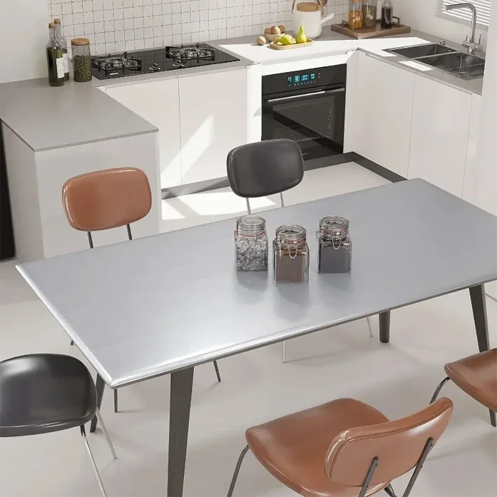 Adhesivo de pared impermeable de acero inoxidable, 40cm, metal plateado cepillado, cocina, sala de estar, refrigerador, encimera, papel tapiz adhesivo - imagen 4