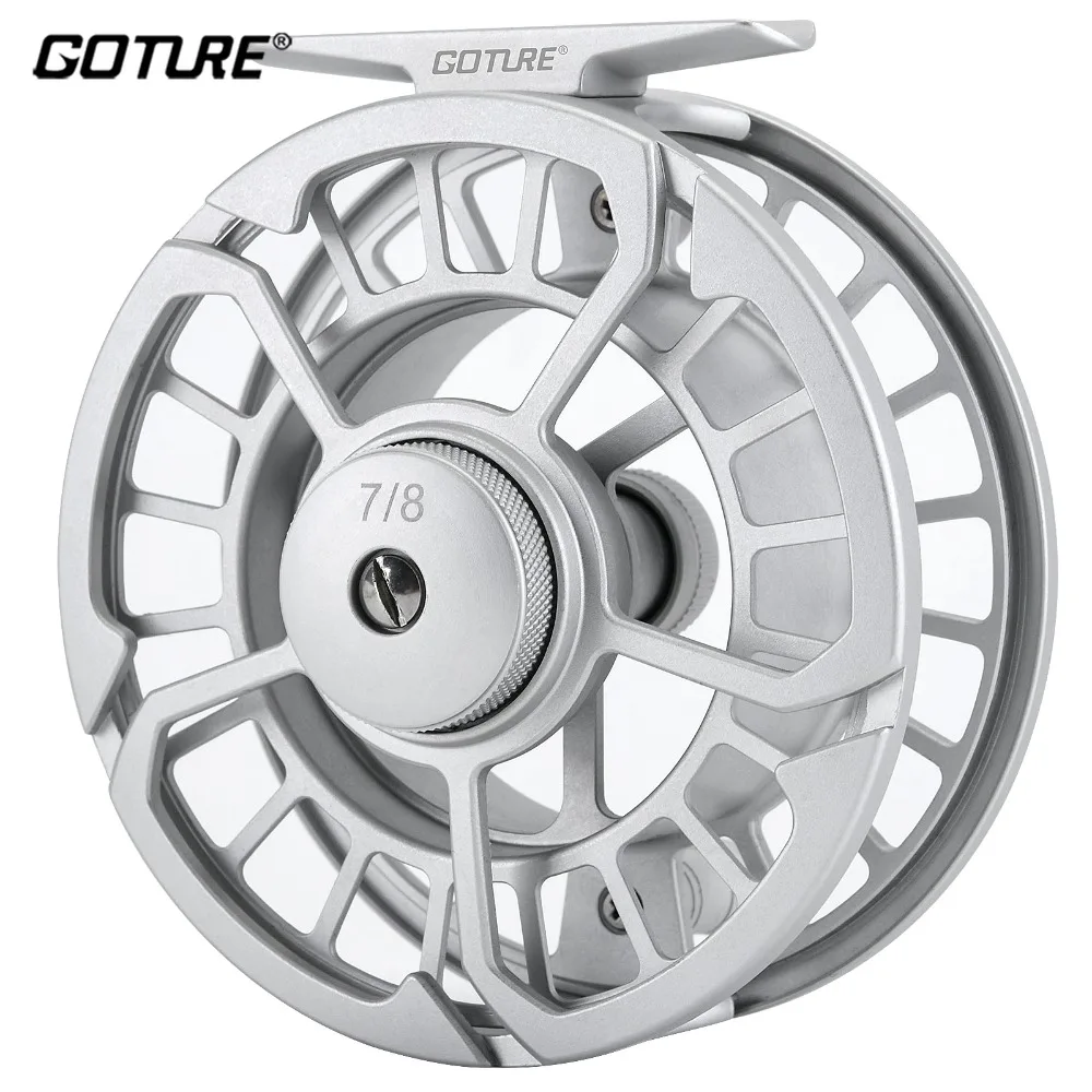 Carrete de mosca Goture CNC – Aluminio mecanizado plateado - imagen 2