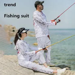 Camisa de pesca Upf 50, capucha de manga larga, top y pantalones resistentes al desgaste de secado rápido, conjunto de máscara de pesca con protección UV para exteriores