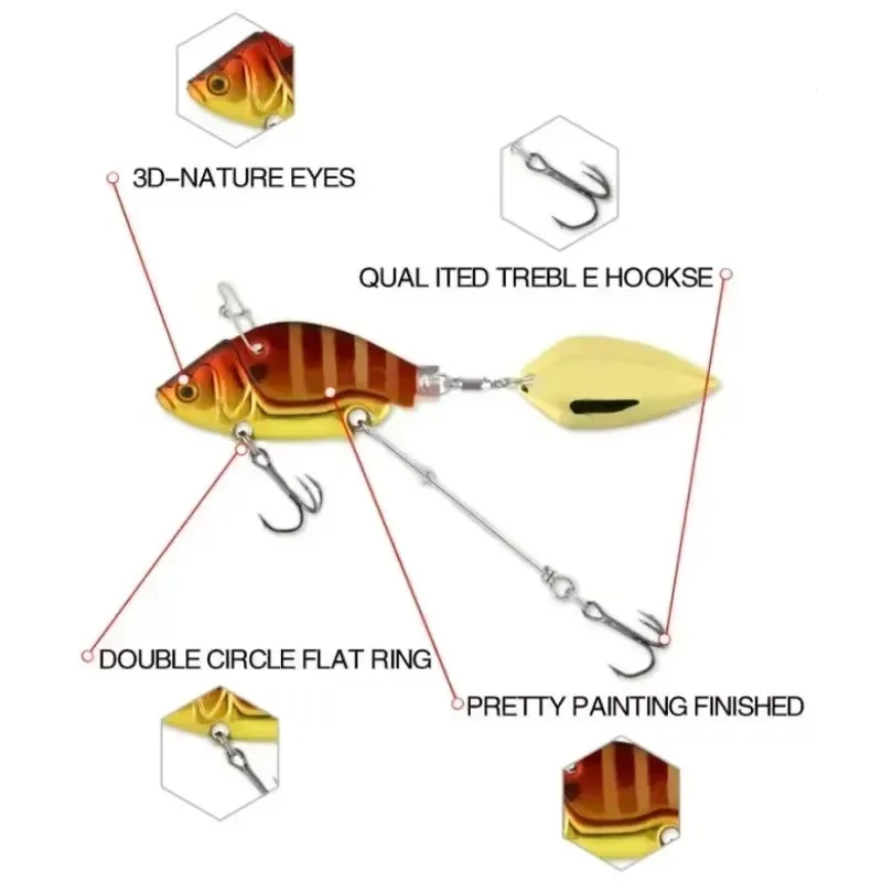 Nuevo 13,6g 4,4 cm 1 Uds. Cebo giratorio de Metal VIB con vibración Spinner cuchara Señuelos de pesca plantillas trucha pesca de invierno cebos duros aparejos - imagen 4