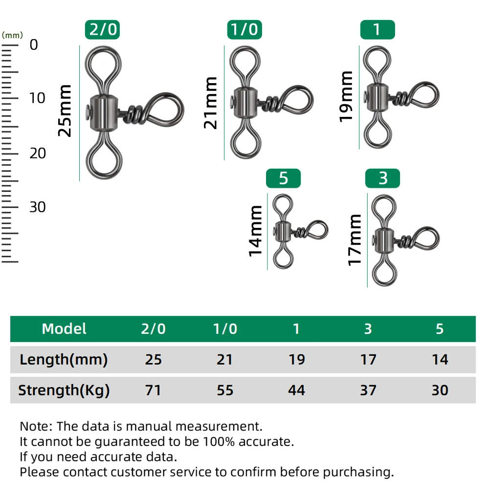 DNDYUJU 30 Uds. Giratorio de pesca de línea cruzada de barril de 3 vías con anillo sólido conector de línea de anzuelo de pesca de latón accesorios de pesca - imagen 2