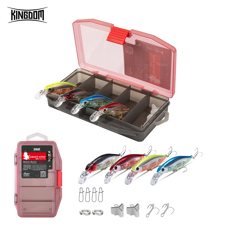 Kingdom-señuelo de pececillo de hundimiento lento, 4 unidades/caja, 70mm, 12g, 55mm, 7g, Señuelos de pesca de pececillo con ruido, Swimbaits, Wobblers duros para pesca de lubina - imagen 2
