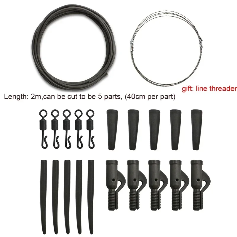Accesorios de pesca de carpa Paquete de acción de clip de plomo de pesca - Clip de plomo Giratorios de cambio rápido, gomas de cola y tubos para aparejo de carpa - imagen 2