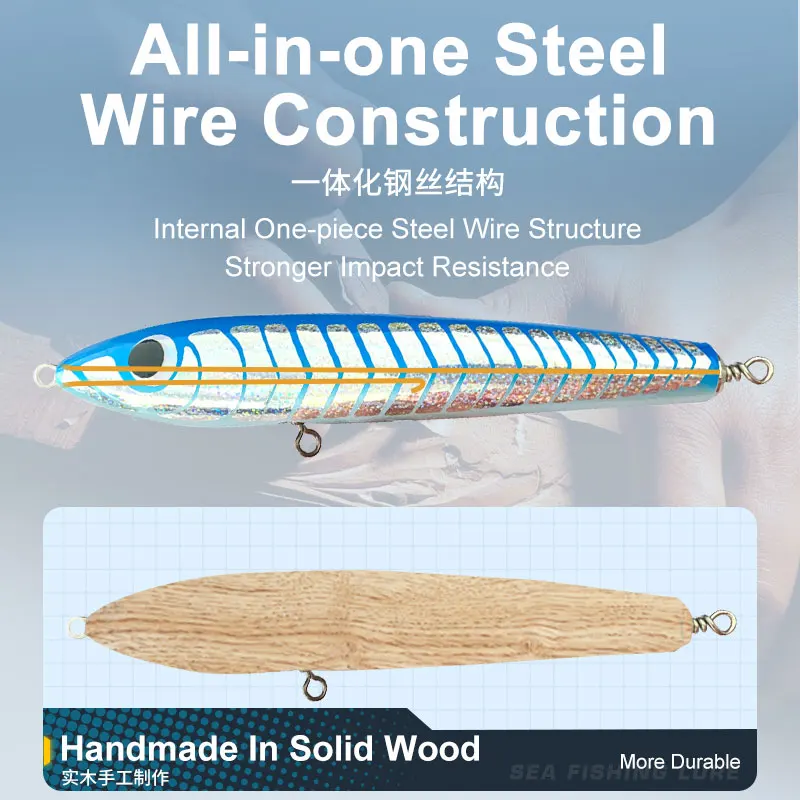 Obsession WD101 Señuelo de madera Topwater – Flotante para curricán marino - imagen 5
