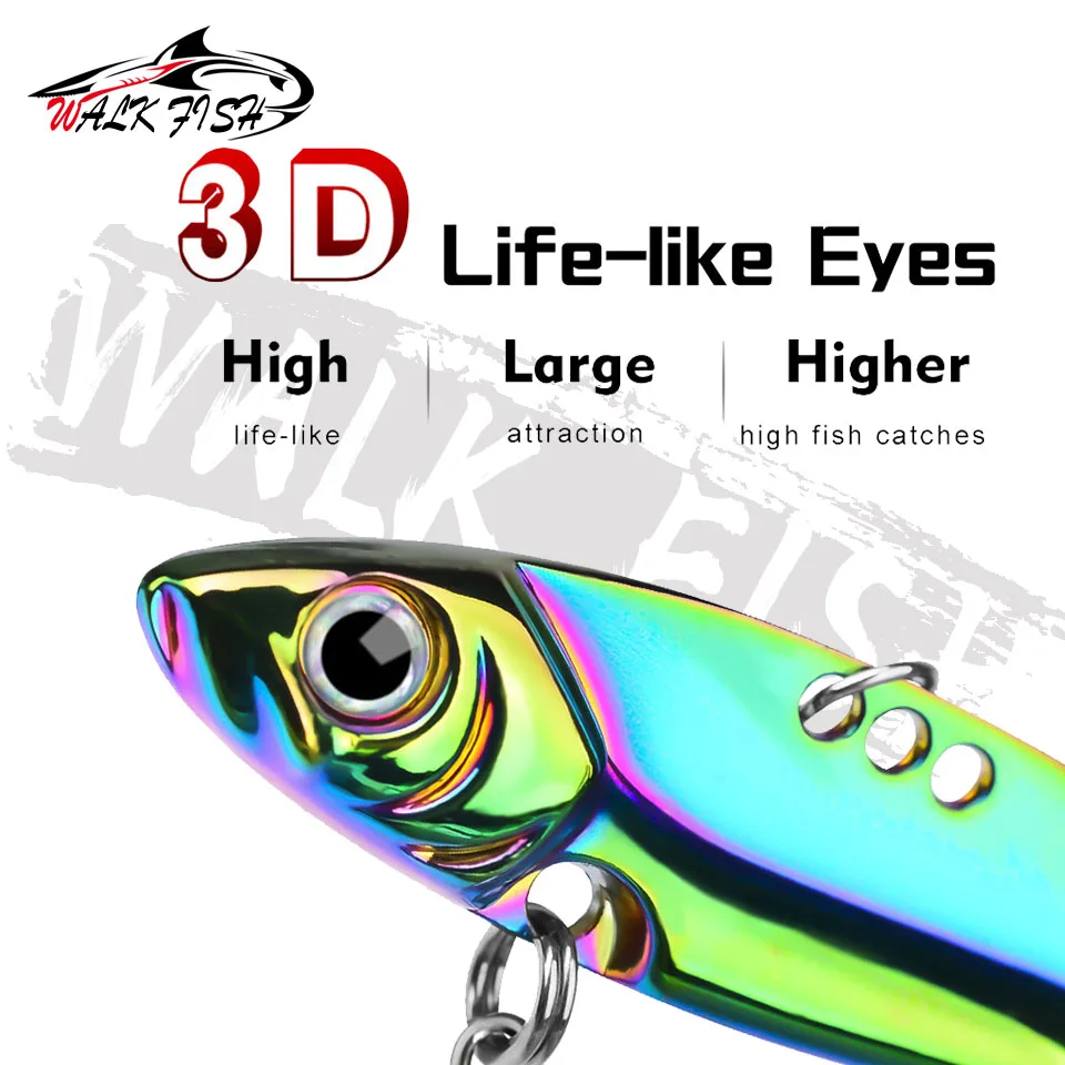WALK FISH-Cebo artificial para lubina, 1 unidad, de Metal, capa de agua de largo alcance, vibración colorida, lentejuelas VIB, cebo especial - imagen 4