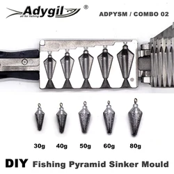 Molde de plomo piramide Adygil – 5 cavidades artesanal para pesca