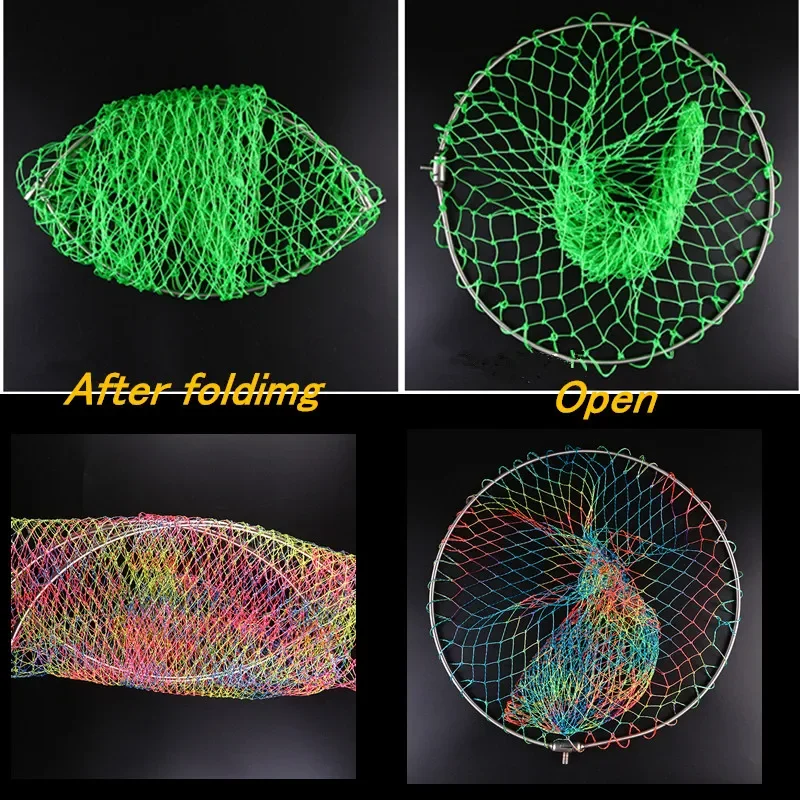 Red de inmersión plegable de diámetro 40cm-60cm, red de pesca con anillo de acero inoxidable, red de pesca para exteriores, red para cucharas de inmersión - imagen 2