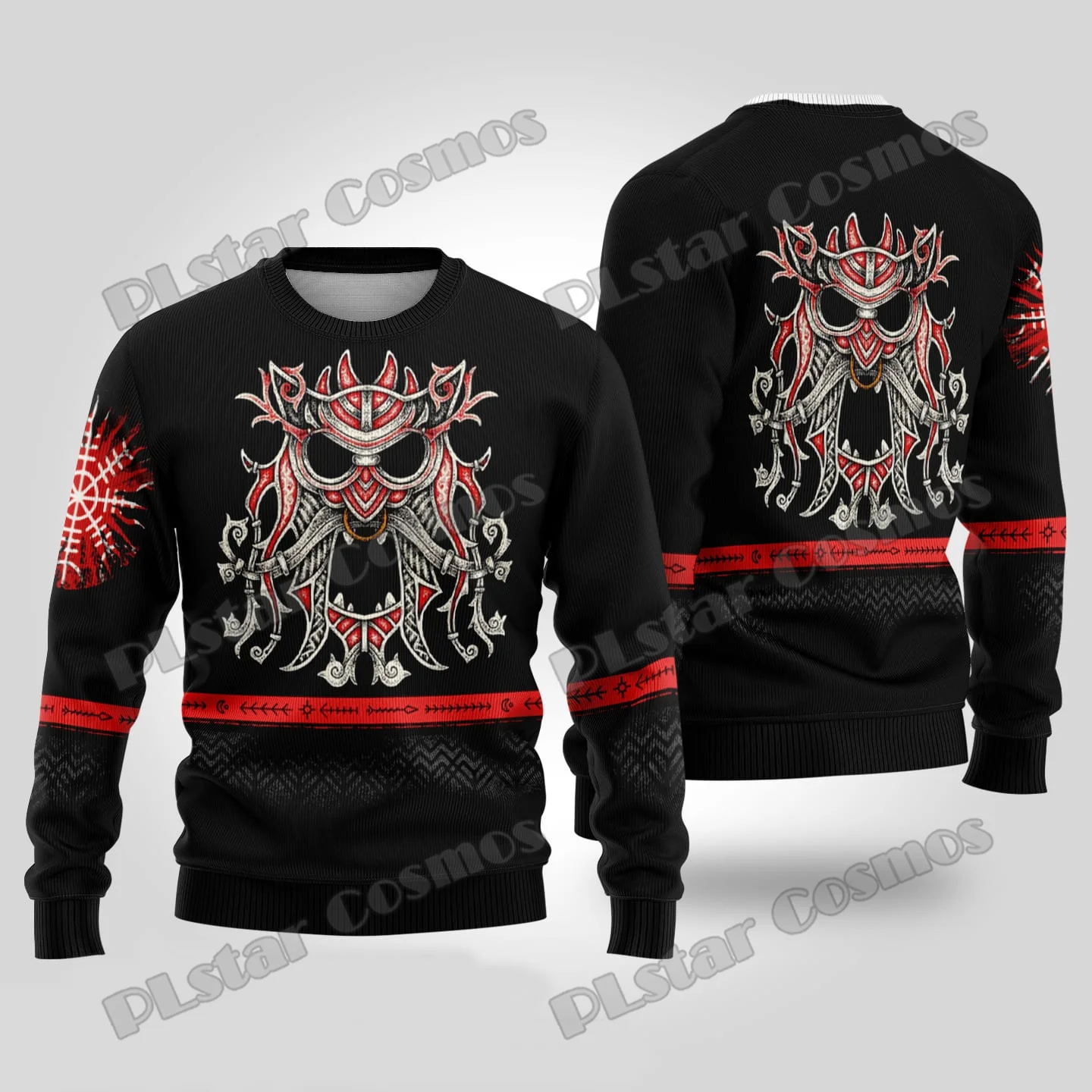 Otoño Invierno Unisex Casual Jersey de punto suéter Odin Raven Huginn y Muninn 3D impreso hombres feo suéter de Navidad MMY02