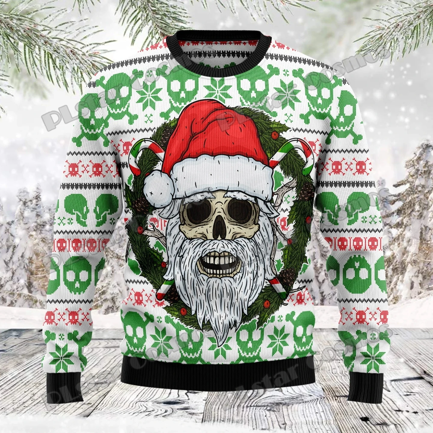 KMY17 Suéter Navidad 3D Cráneo Yinyang Jersey Punto Invierno - imagen 3