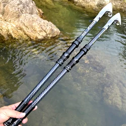 Caña de pescar giratoria de 2,1 M-4,5 M, equipo de pesca telescópico de carbono, caña alimentada portátil de larga distancia para carpa, cañas de barco de mar duras y fuertes