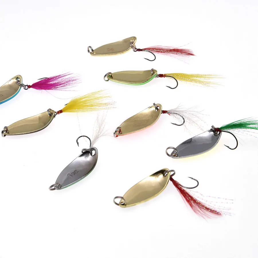 JYJ señuelo de cuchara de pesca de metal duro, cebo para trucha, cebo giratorio de lentejuelas para cebo wobbler de agua salada - imagen 4