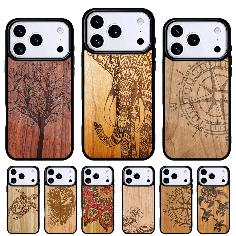Funda de bambú natural para iPhone 17/16/15/14 – protección premium