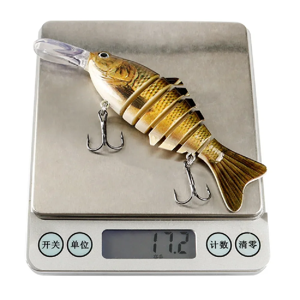 Señuelos de Pesca de natación multisección, 1 piezas, Wobblers, 12cm, 17g, cebo Artificial de lengua larga, SwimBait, Crankbait, JerkBait, aparejos de Lucio - imagen 5