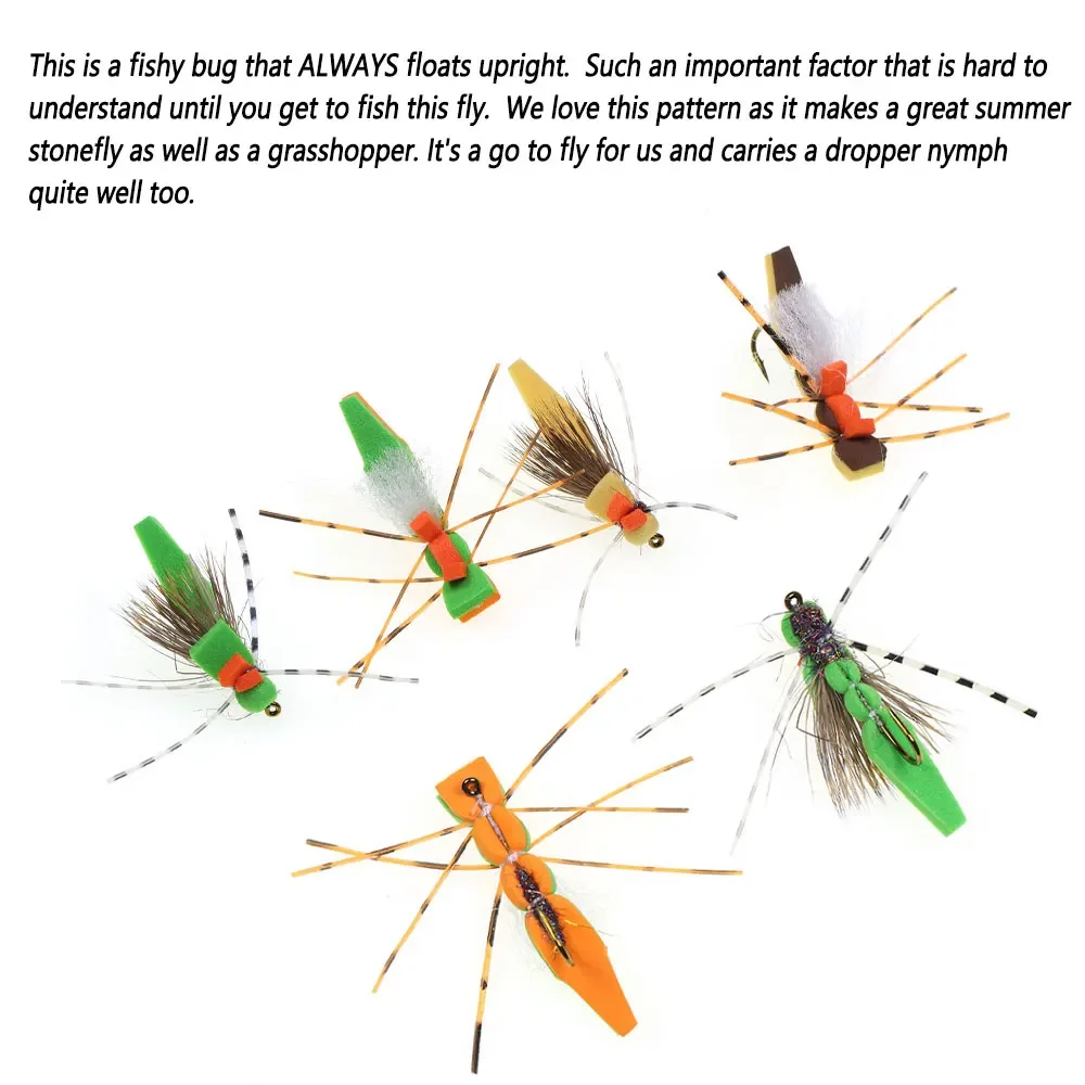 Bimoo 8 piezas # 8 patas de goma Grizzly, espuma para pelo de ciervo, tolva de hierba, mosca seca, flotante, tolva Morrish, trucha, lubina, Panfish, Señuelos de Pesca - imagen 5