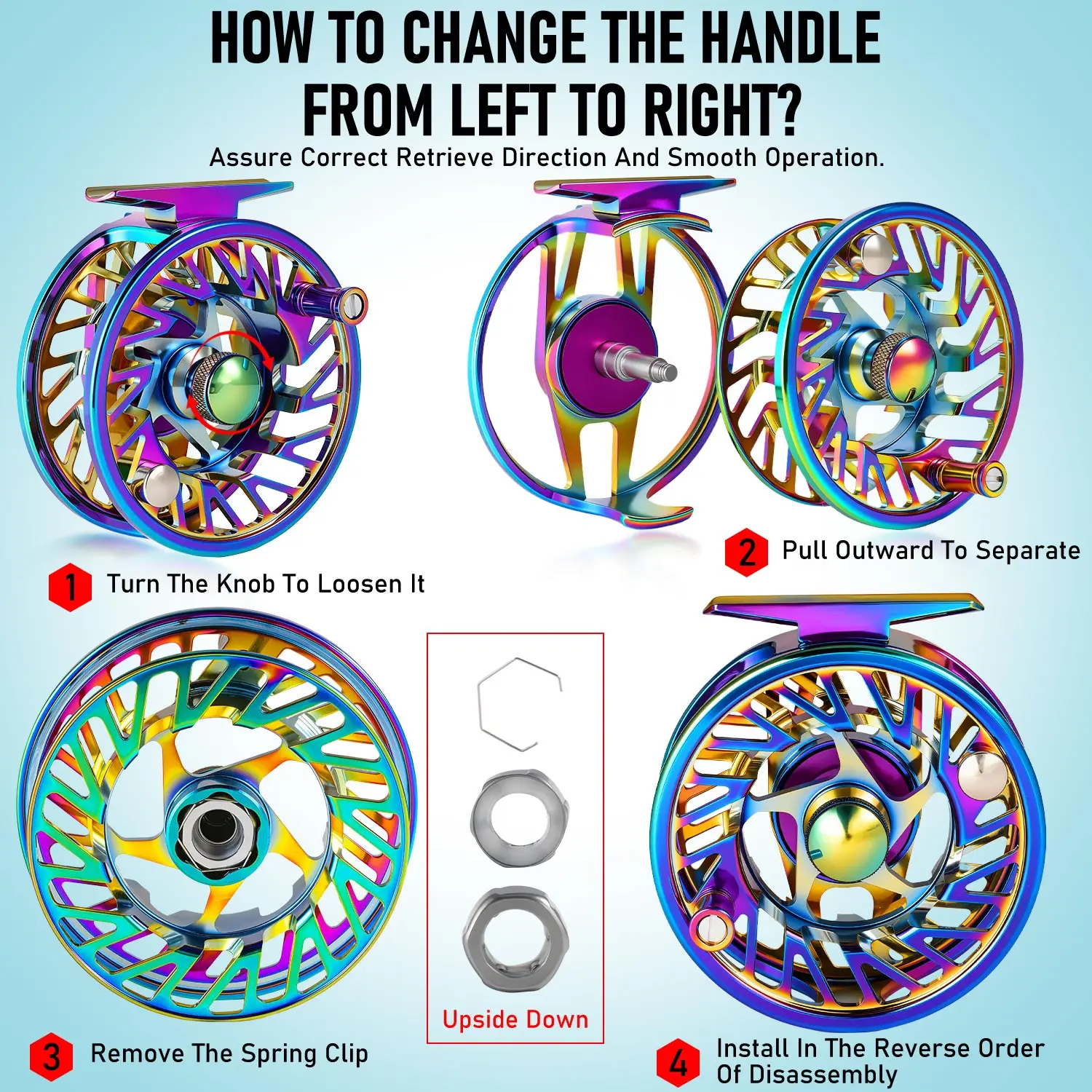 Carrete de Pesca con Mosca Sougayilang Multicolor, 2+1 Rodamientos de Bolas, Carrete de Aleación de Aluminio Fundido a Presión, Carrete de Pesca con Mosca de Gran Diámetro, Aparejos de Pesca, Pesca - imagen 3