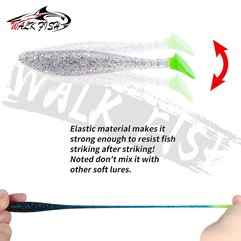 WALK FISH-señuelos artificiales blandos de pesca, cebos de 100mm, 9,5g, 140mm, 19g, Leurre Shad Swimbait, Wobblers de cola en T - imagen 3