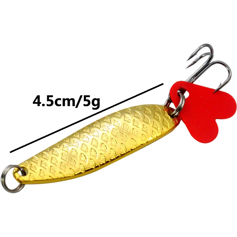 Señuelo giratorio de Metal de 1,5g-10g, cuchara de pesca dorada/plateada, señuelo giratorio de lentejuelas, anzuelos triples, aparejos de pesca, cebo duro A576 - imagen 3