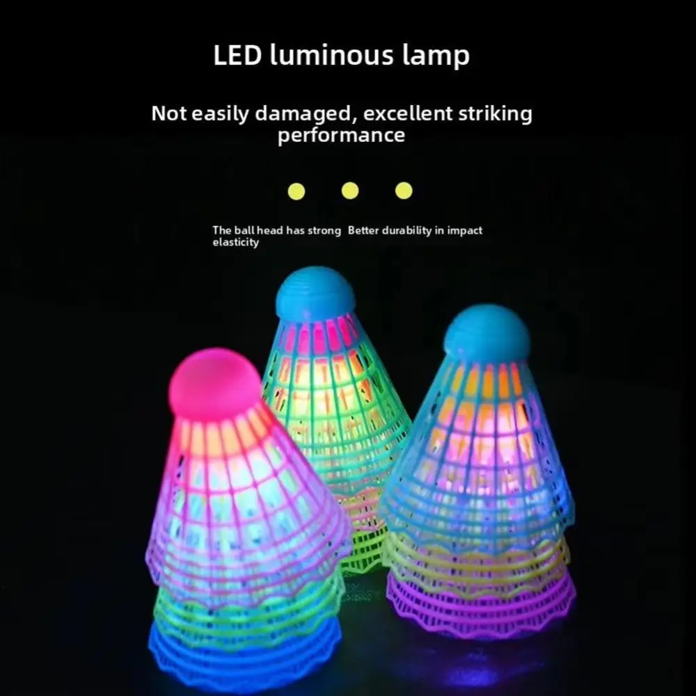 Volantes de nailon luminosos LED coloridos para bádminton, alta elasticidad, noche, a prueba de viento, para adiestramiento en interiores y exteriores - imagen 3