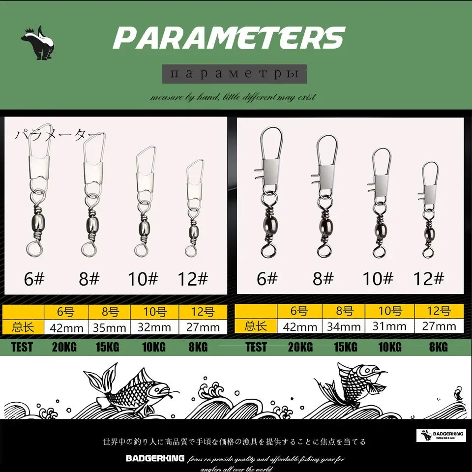 Juego de accesorios de aparejos de pesca giratorios a presión de barril de acero inoxidable para carpa, pesca en el mar, 24-36 piezas, lote - imagen 2