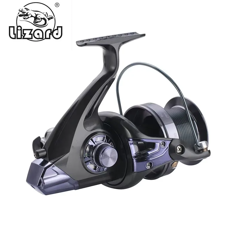 Carrete giratorio con carrete de metal Lizard, mango de aleación, serie de tamaños 9000, rodamiento 12 + 1 4,9:1, relación de alta velocidad, carrete de carpa - imagen 2