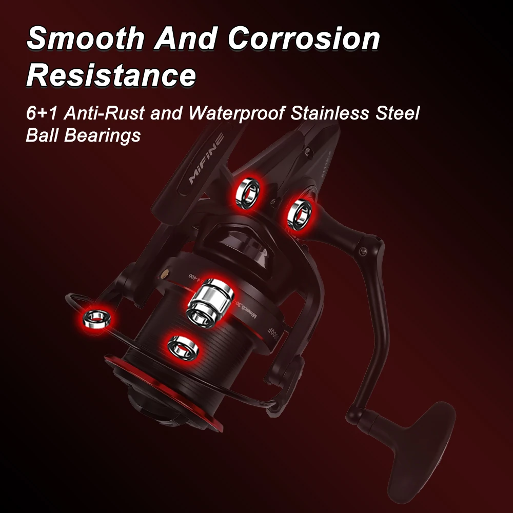 Carrete giratorio de carpa MIFINE ZEALOT I, arrastre máximo de 18KG, relación de engranaje 4,6:1, bobina de carrete, carpa, agua salada, agua dulce, Metal, 6 + 1BB, carretes de pesca - imagen 4
