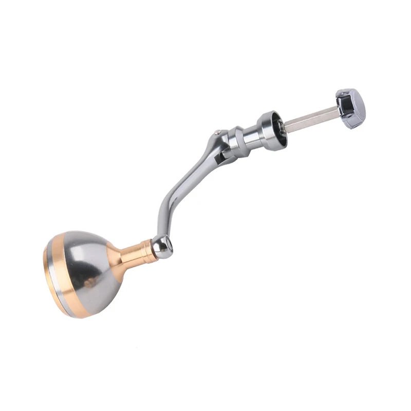 DEUKIO-mango de carrete de pesca plegable de cuatro esquinas, medio/grande, dorado, rosa, para marca S, accesorios de carrete giratorio con agarre de Metal - imagen 5