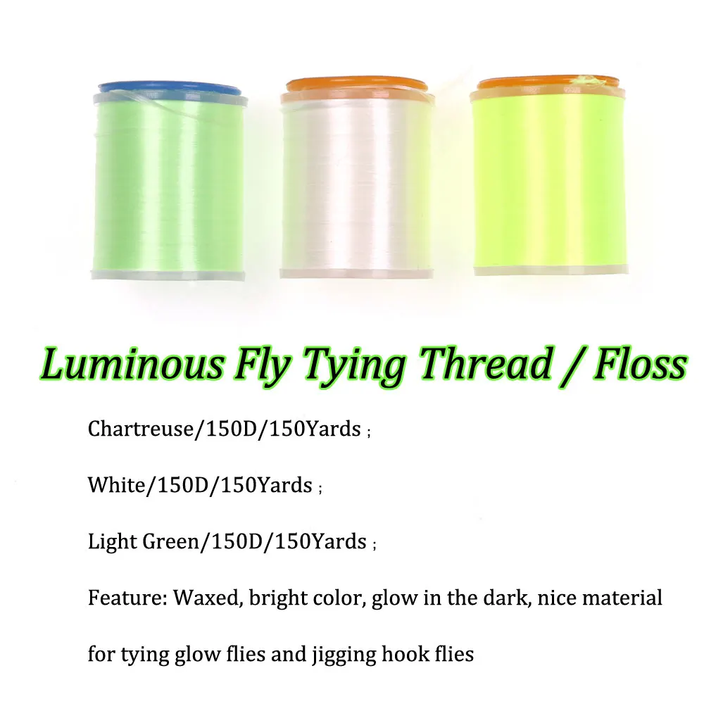 Bimoo hilo luminoso de atado de moscas, hilo que brilla en la oscuridad, 150D - imagen 3