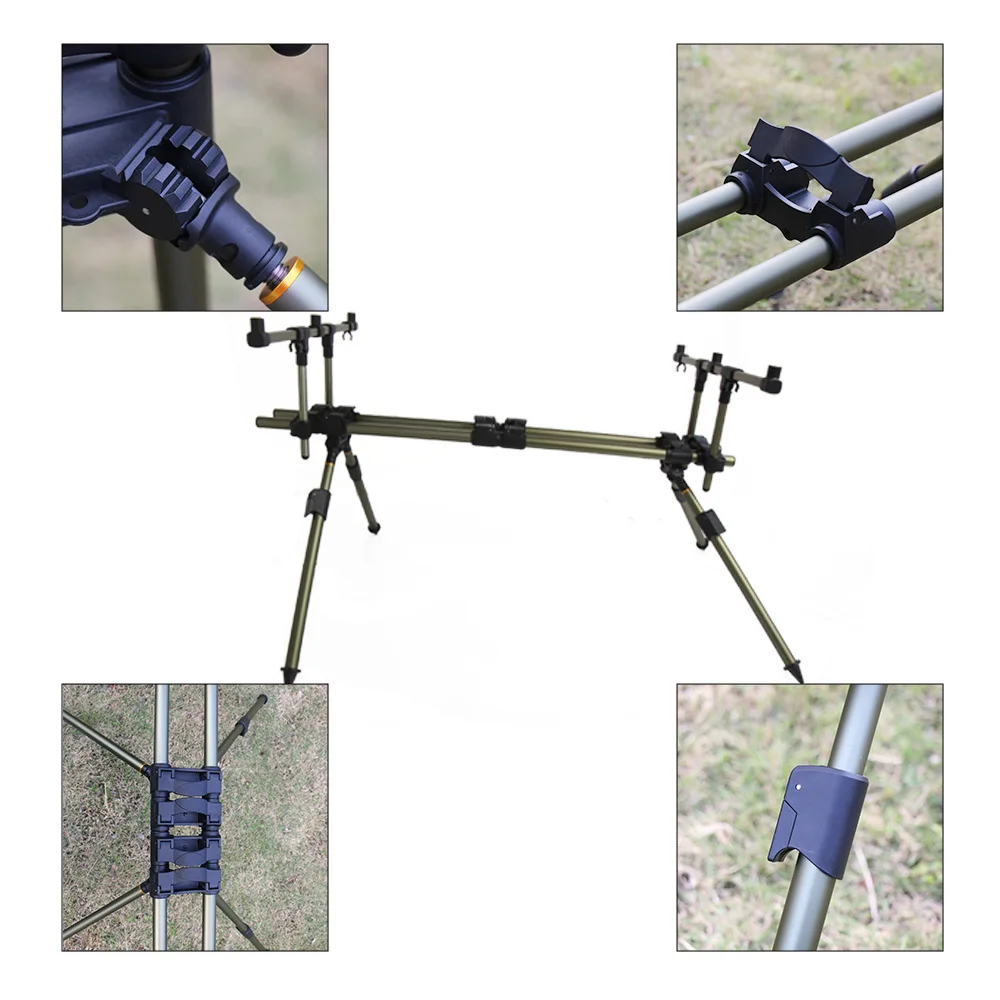 JSFUN-soporte retráctil de aleación de aluminio de 3 cabezales, caña de lanzamiento de batería verde, soporte de batería de pesca para almacén europeo - imagen 3