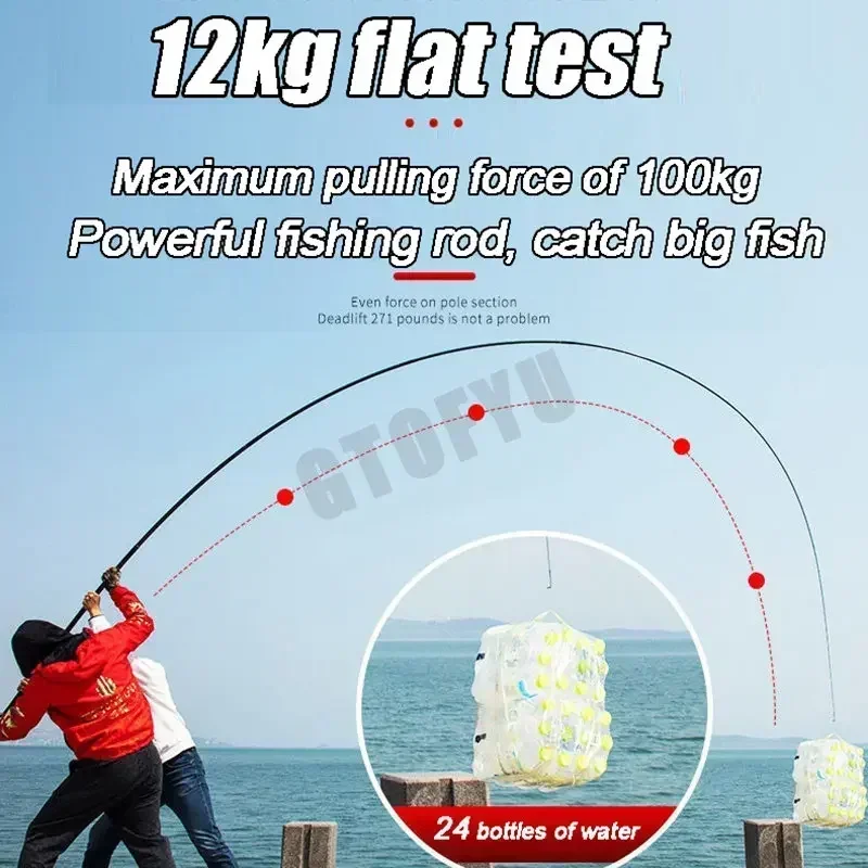 Caña de pescar de mano de fibra de carbono dura, súper ligera, larga, 8M/9M/10M/11M/12M/13M, caña de pescar telescópica de alta calidad - imagen 2