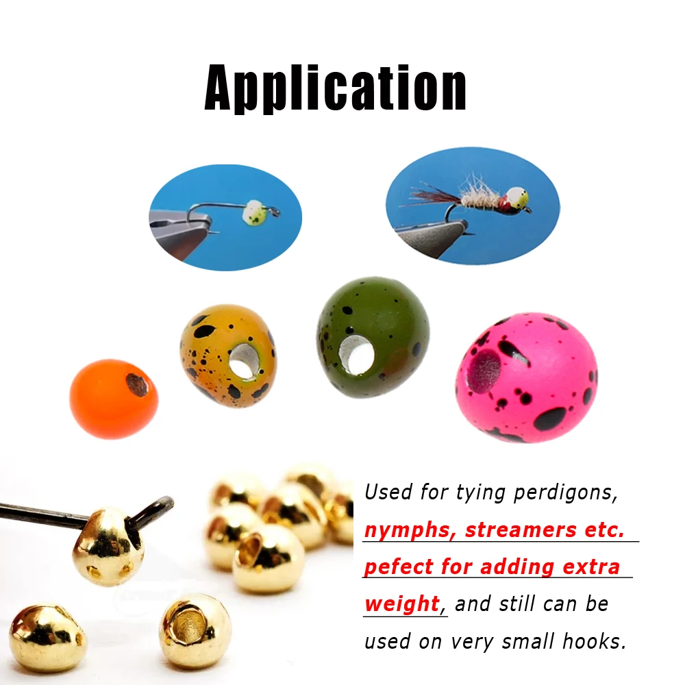 Bimoo 100 Uds 2,3 ~ 3,8mm UV Spot Offset cuentas de tungsteno Jig Off lágrima gota agujero excéntrico cuentas ninfas serpentinas materiales para atar moscas - imagen 5