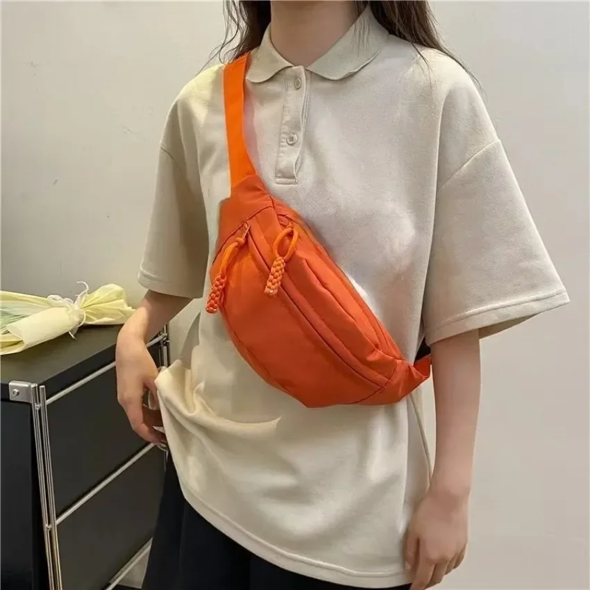 Bolso de pecho para mujer, bolso cruzado de lona, Color sólido, riñonera para mujer, bolso deportivo versátil de Color sólido, bolsas impermeables para senderismo - imagen 2