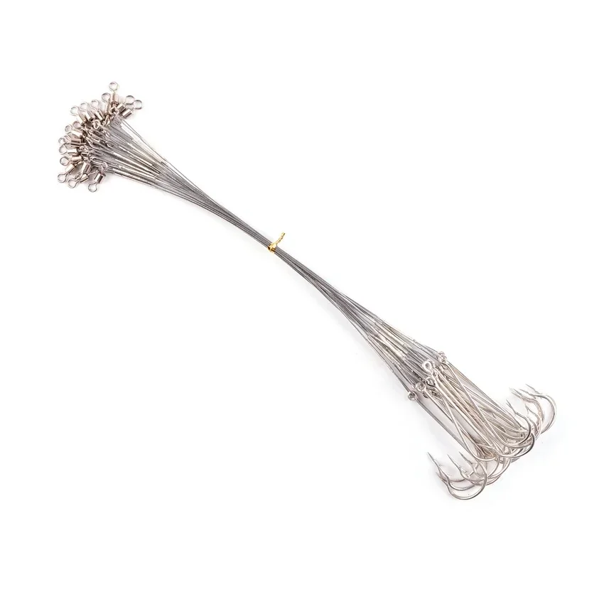 Línea de pesca de acero antimordida, líder de alambre de acero de 15cm con accesorio de pesca giratorio, alambre de pesca, correa Olta Leadcore con gancho