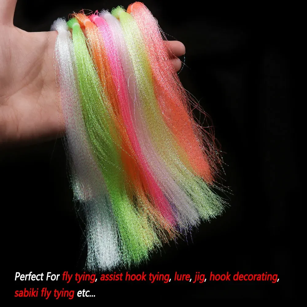 Bimoo 7Packs Twisted Holographic Flashabou Tinsel Crystal Flash Tinsel For Jig Hook Lure  Flies Tying Sabiki Rig Making Material - imagen 4