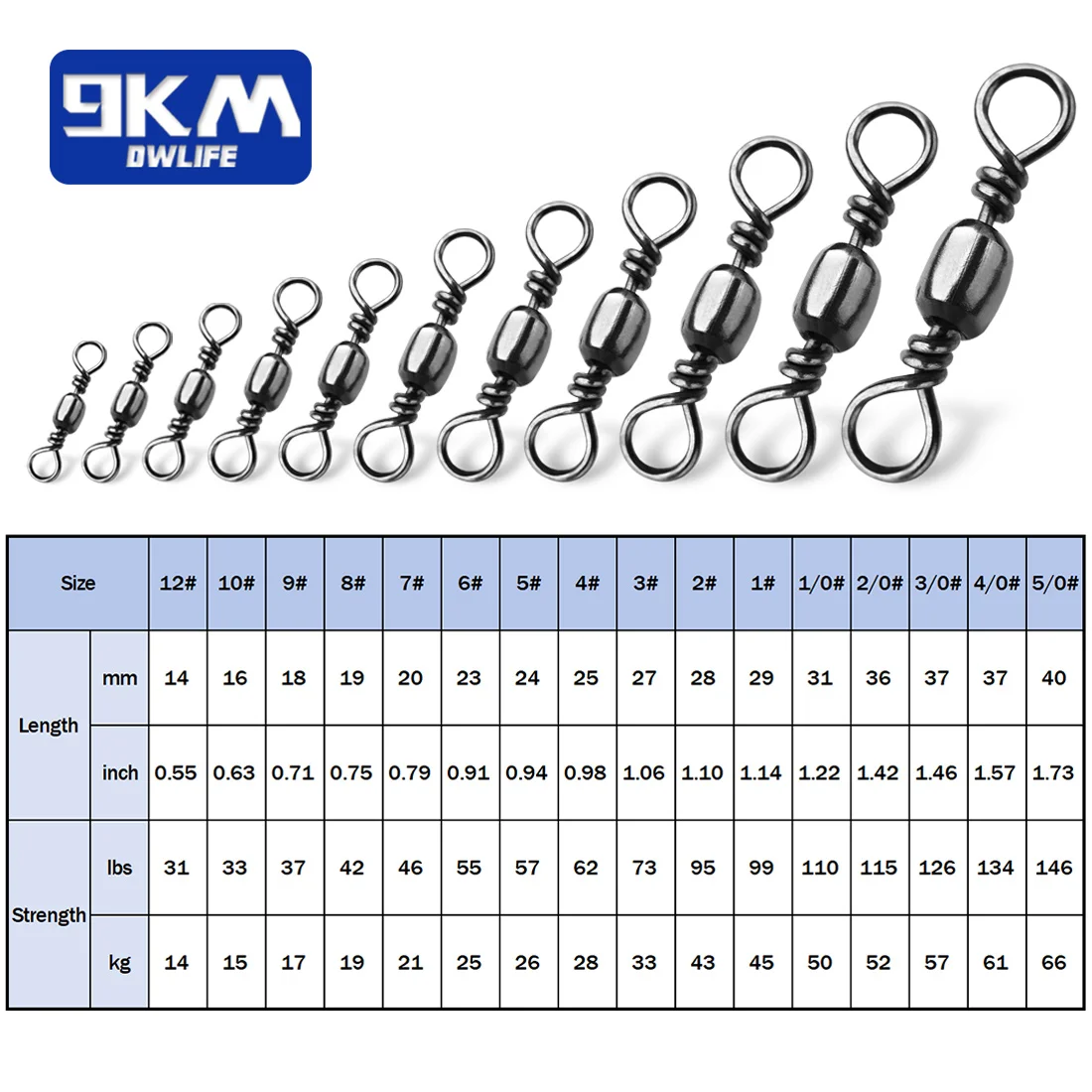 Barril de pesca giratorio, 50 ~ 200 Uds., señuelos de bagre de alta resistencia, anillo sólido, conector de sedal, aparejos giratorios de pesca rodante - imagen 3