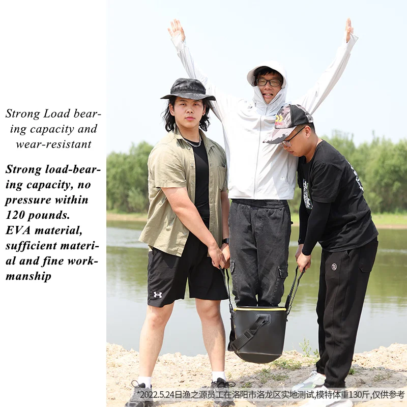 Cubo de pesca plegable portátil con orificio de aireación, cebo vivo, bomba de oxígeno, bolsa EVA para acampar al aire libre, protección para peces - imagen 3