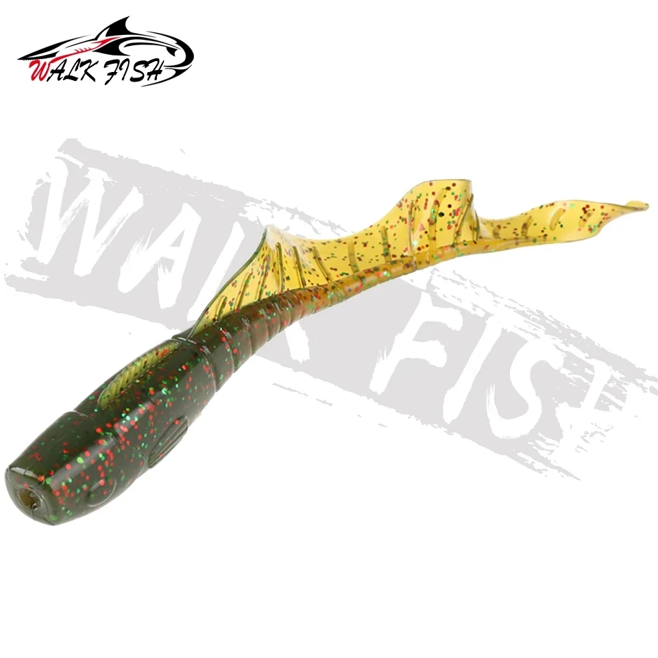 WALK FISH-señuelos de gusanos de cola larga realistas, cebo suave de silicona Artificial, Lucio, señuelo de pesca Wobbler, 11cm, 13g, 3 uds. - imagen 3