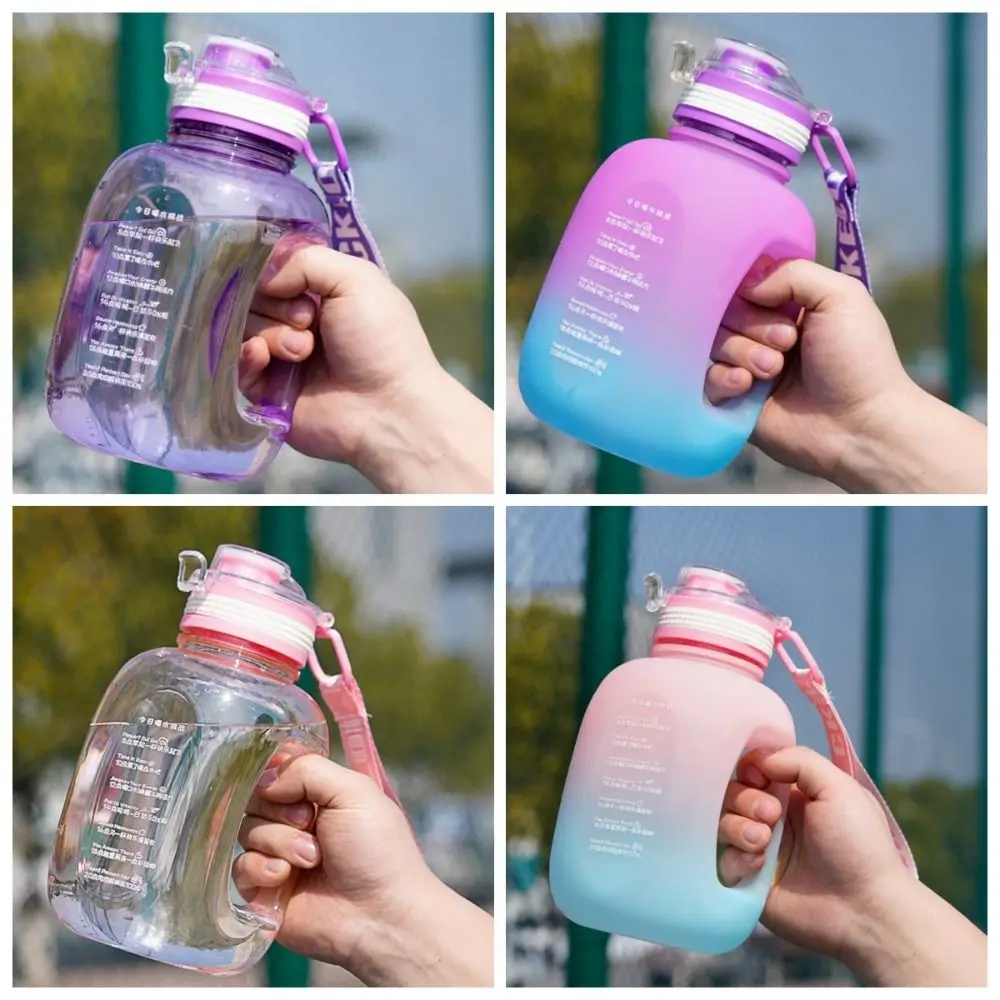 Botella de agua deportiva de gran capacidad, hervidor de viaje de Color degradado, fácil de limpiar, taza espacial portátil de grado alimenticio, Fitness, 1,2 L - imagen 3