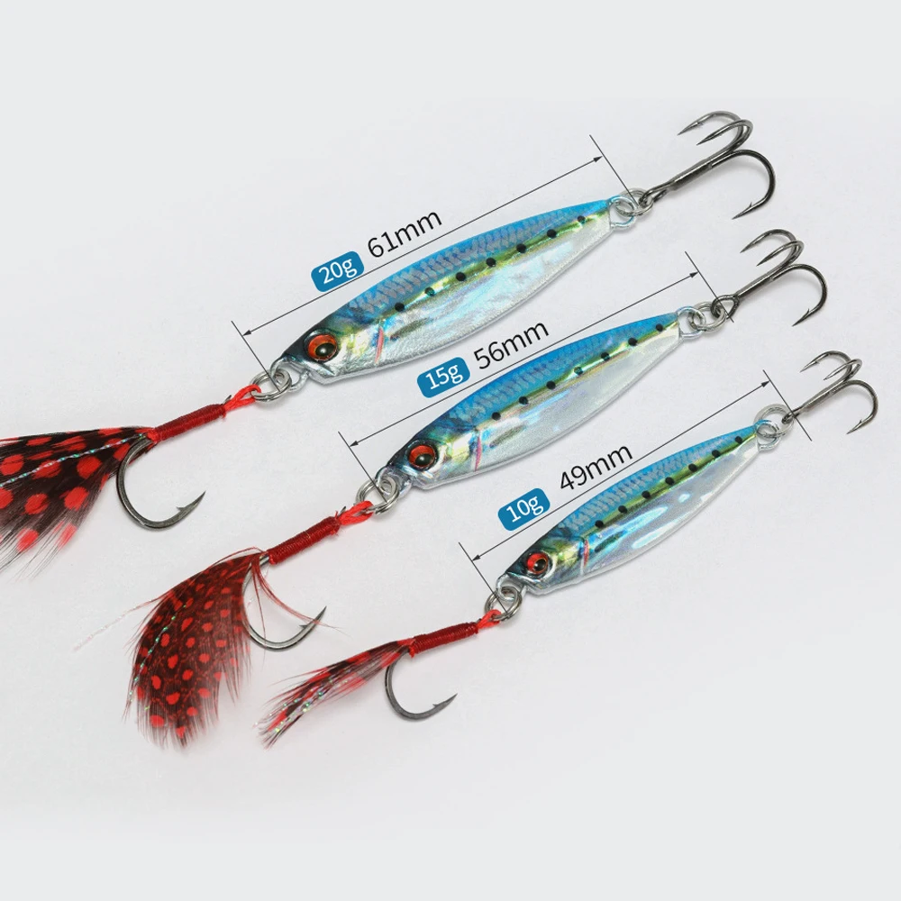 Señuelo de pesca JigBait de Metal fundido, cuchara, 10g, 15g, 20g, fundición, aparejo de cebo Artificial para lubina - imagen 2