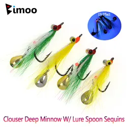 4 piezas # 1 2/0Clouser pececillo profundo con señuelo cuchara lentejuelas Bucktail Baitfish Streamer mosca Lucio trucha lubina señuelo de pesca de agua salada