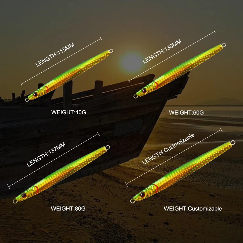 Plantilla de Metal de trabajo mágico, 40g, 60g, señuelos de Jigging de fundición a tierra, señuelo de pesca de lubina, cebo Artificial, aparejos de pesca de trucha, cebos de perca - imagen 3