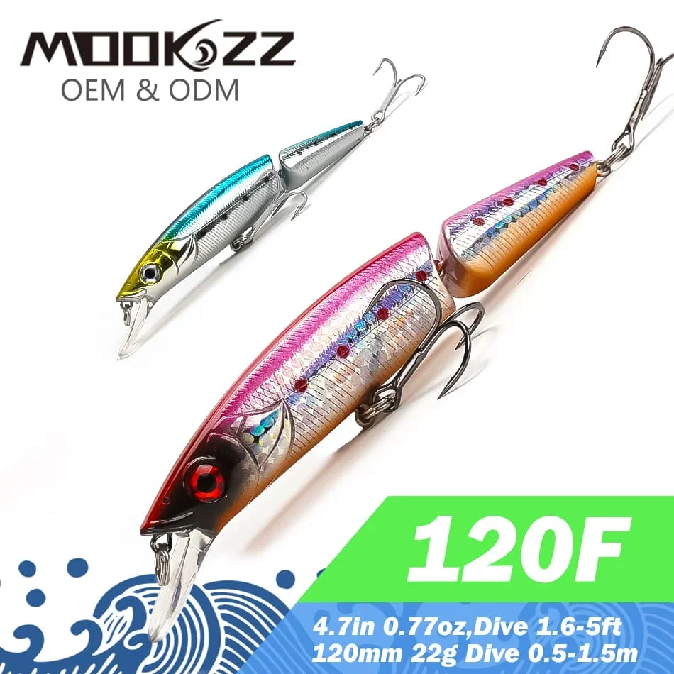 MOOKZZ flotante 120MM 22G 2023 nueva llegada gran oferta Minnow señuelo de pesca duro cebo aparejos de pesca calientes señuelos artificiales cebo